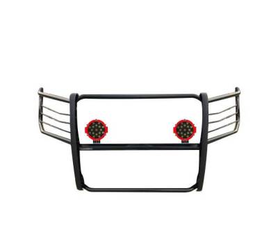 Black Horse Off Road - Grille Guard With Set of 7.0" Red Trim Rings LED Flood Lights-Black-2015-2024 Ford F-150|Black Horse Off Road - Image 3