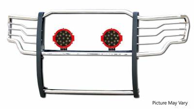 Black Horse Off Road - Grille Guard With Set of 7.0" Red Trim Rings LED Flood Lights-Stainless Steel-2015-2024 Ford F-150|Black Horse Off Road - Image 6