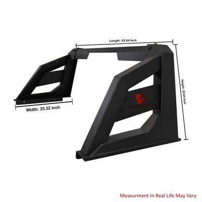 Black Horse Off Road - ARMOUR Roll Bar With 2 pairs of 7.0" Black Trim Rings LED Flood Lights-Matte Black-Colorado/Canyon/Tacoma|Black Horse Off Road - Image 4