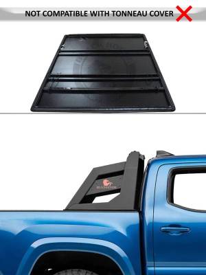 Black Horse Off Road - ARMOUR Roll Bar With 2 pairs of 7.0" Black Trim Rings LED Flood Lights-Matte Black-Colorado/Canyon/Tacoma|Black Horse Off Road - Image 6