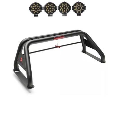 CLASSIC Roll Bar With 2 pairs of 7.0" Black Trim Rings LED Flood Lights-Black-F-250 Super Duty/F-350 Super Duty/F-450 Super Duty|Black Horse Off Road