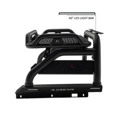 Black Horse Off Road - ATLAS Roll Bar Ladder Rack With 40&quot; LED Light Bar-Black-2019-2024 Ford Ranger|Black Horse Off Road - Image 3