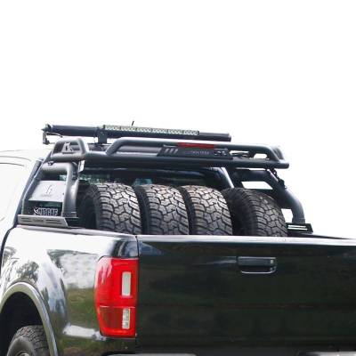 Black Horse Off Road - ATLAS Roll Bar Ladder Rack With 40&quot; LED Light Bar-Black-2019-2024 Ford Ranger|Black Horse Off Road - Image 4