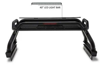 Black Horse Off Road - ATLAS Roll Bar Ladder Rack With 40&quot; LED Light Bar-Black-2019-2024 Ford Ranger|Black Horse Off Road - Image 6