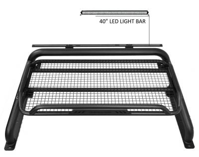 Black Horse Off Road - ATLAS Roll Bar Ladder Rack With 40&quot; LED Light Bar-Black-2019-2024 Ford Ranger|Black Horse Off Road - Image 7