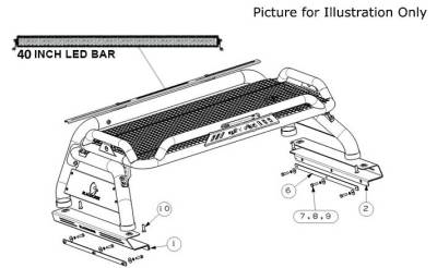 Black Horse Off Road - ATLAS Roll Bar Ladder Rack With 40&quot; LED Light Bar-Black-2019-2024 Ford Ranger|Black Horse Off Road - Image 9