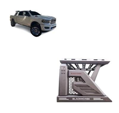 ARMOUR II Roll Bar Ladder Rack W/Basket-Black-Silverado 1500/Sierra 1500/F-150/1500/Tundra|Black Horse Off Road