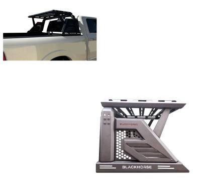 ARMOUR II Roll Bar Ladder Rack W/Basket-Black-2005-2024 Toyota Tacoma|Black Horse Off Road