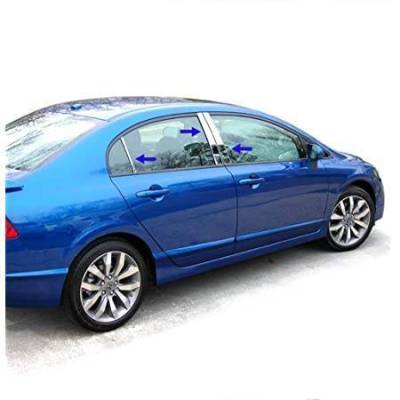 Black Horse Off Road - Pillar Post Trims-Chrome-2006-2011 Honda Civic|Black Horse Off Road - Image 4