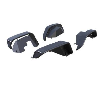 Full Set Tubular Fender Flares & Inner Fender Flares Liners - Front & Rear-Matte Black-2020-2023 Jeep Gladiator|Black Horse Off Road