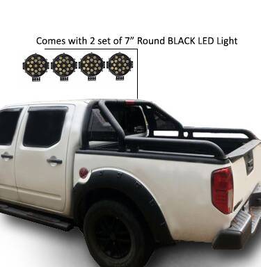 Black Horse Off Road - GLADIATOR Roll Bar Ladder Rack With 2 pairs of 7.0" Black Trim Rings LED Flood Lights-Black-2005-2021 Nissan Frontier|Black Horse Off Road - Image 10