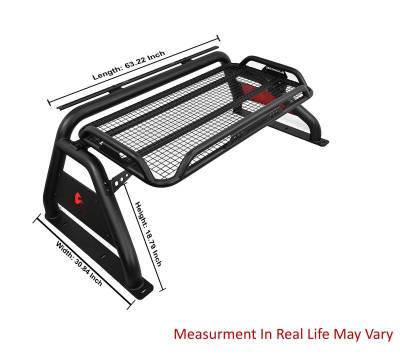 Black Horse Off Road - ATLAS Roll Bar Ladder Rack With 2 Set of 5.3".Black Trim Rings LED Flood Lights-Black-2005-2021 Nissan Frontier|Black Horse Off Road - Image 8