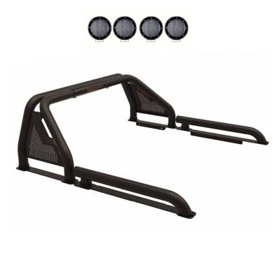 Black Horse Off Road - GLADIATOR Roll Bar Ladder Rack With 2 Set of 5.3".Black Trim Rings LED Flood Lights-Black-2019-2023 Ford Ranger|Black Horse Off Road - Image 2