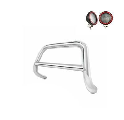 Black Horse Off Road - A Bar With Set of 5.3" Red Trim Rings LED Flood Lights-Stainless Steel-1999-2004 Jeep Grand Cherokee|Black Horse Off Road - Image 2