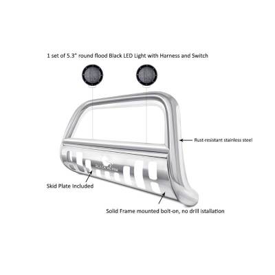 Black Horse Off Road - Bull Bar With Set of 5.3".Black Trim Rings LED Flood Lights-Stainless Steel-2015-2025 Ford Transit-150|Black Horse Off Road - Image 6