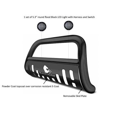 Black Horse Off Road - Bull Bar With Set of 5.3".Black Trim Rings LED Flood Lights-Black-2019-2023 Ram 1500 Classic/2011-2018 Ram 1500/2009-2010 Dodge Ram 1500|Black Horse Off Road - Image 15
