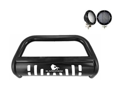 Black Horse Off Road - Bull Bar With Set of 5.3".Black Trim Rings LED Flood Lights-Black-2021-2023 Nissan Rogue|Black Horse Off Road - Image 2