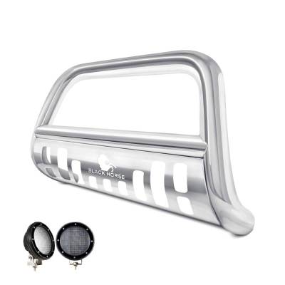 Black Horse Off Road - Bull Bar With Set of 5.3".Black Trim Rings LED Flood Lights-Stainless Steel-2020-2023 Toyota Highlander|Black Horse Off Road - Image 2