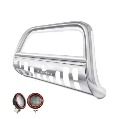 Black Horse Off Road - Bull Bar With Set of 5.3" Red Trim Rings LED Flood Lights-Stainless Steel-2015-2025 Ford Transit-150|Black Horse Off Road - Image 4