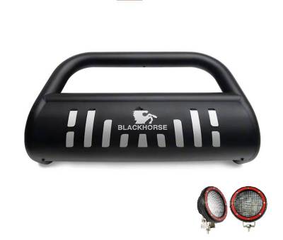 Black Horse Off Road - Bull Bar With Set of 5.3" Red Trim Rings LED Flood Lights-Black-2006-2007 Toyota Highlander|Black Horse Off Road - Image 3