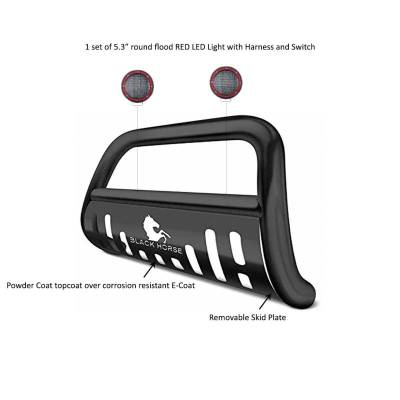 Black Horse Off Road - Bull Bar With Set of 5.3" Red Trim Rings LED Flood Lights-Black-2010-2013 Lexus GX460/2010-2024 Toyota 4Runner|Black Horse Off Road - Image 4