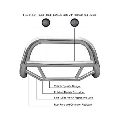 Black Horse Off Road - MAX Bull Bar With Set of 5.3".Black Trim Rings LED Flood Lights-Stainless Steel-2019-2024 Toyota RAV4/2021-2024 Toyota Venza|Black Horse Off Road - Image 5