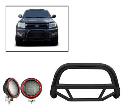 MAX Bull Bar With Set of 5.3" Red Trim Rings LED Flood Lights-Black-2003-2009 Lexus GX470/2003-2009 Toyota 4Runner|Black Horse Off Road