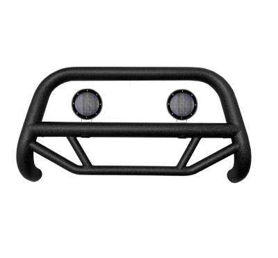 MAX T Bull Bar With Set of 5.3".Black Trim Rings LED Flood Lights-Textured Black-2007-2014 Toyota FJ Cruiser|Black Horse Off Road