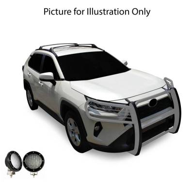 Black Horse Off Road - Grille Guard With Set of 5.3".Black Trim Rings LED Flood Lights-Stainless Steel-2019-2024 Toyota RAV4|Black Horse Off Road - Image 4