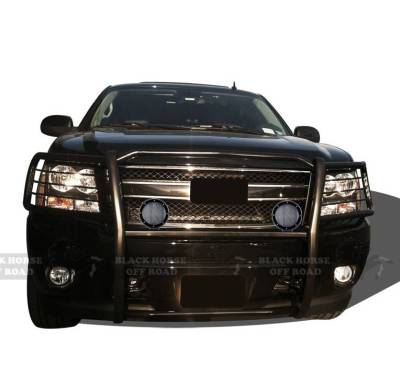 Black Horse Off Road - Grille Guard With Set of 5.3".Black Trim Rings LED Flood Lights-Black-Avalanche/Suburban 1500/Tahoe|Black Horse Off Road - Image 20