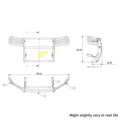 Black Horse Off Road - Grille Guard With Set of 5.3".Black Trim Rings LED Flood Lights-Black-2011-2021 Jeep Grand Cherokee|Black Horse Off Road - Image 11