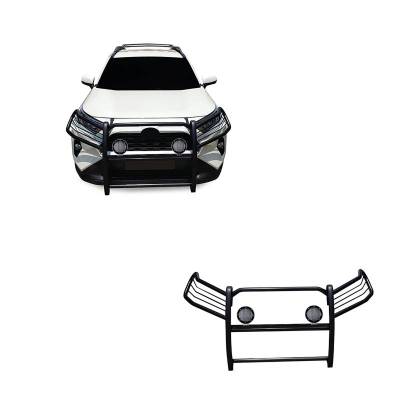 Black Horse Off Road - Grille Guard With Set of 5.3".Black Trim Rings LED Flood Lights-Black-2019-2024 Toyota RAV4|Black Horse Off Road - Image 2