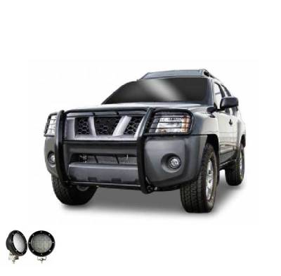 Black Horse Off Road - Grille Guard With Set of 5.3".Black Trim Rings LED Flood Lights-Black-2005-2015 Nissan Xterra|Black Horse Off Road - Image 12