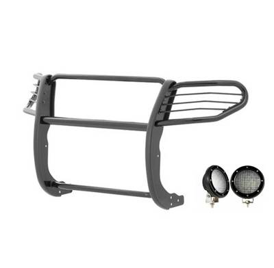 Black Horse Off Road - Grille Guard With Set of 5.3".Black Trim Rings LED Flood Lights-Black-2005-2015 Nissan Xterra|Black Horse Off Road - Image 16