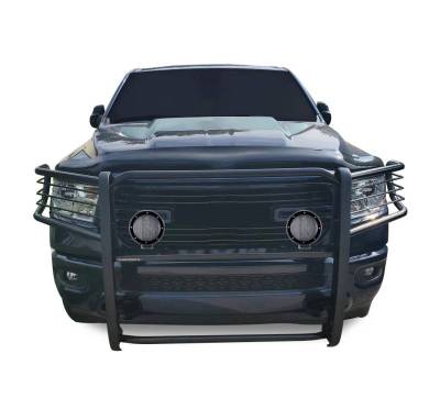 Black Horse Off Road - Grille Guard With Set of 5.3".Black Trim Rings LED Flood Lights-Black-2019-2024 Ram 1500|Black Horse Off Road - Image 22