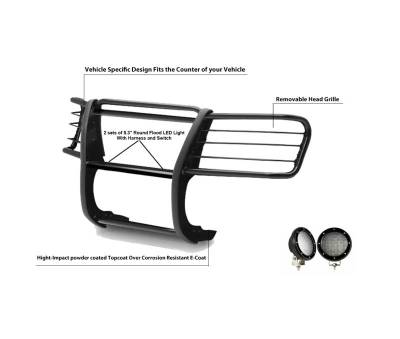 Black Horse Off Road - Grille Guard With Set of 5.3".Black Trim Rings LED Flood Lights-Black-2002-2005 Ford Explorer|Black Horse Off Road - Image 13