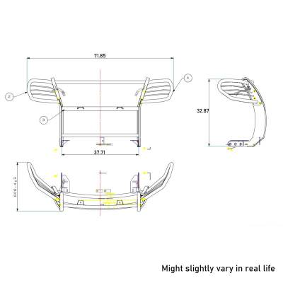 Black Horse Off Road - Grille Guard With Set of 5.3".Black Trim Rings LED Flood Lights-Black-2011-2015 Ford Explorer|Black Horse Off Road - Image 3