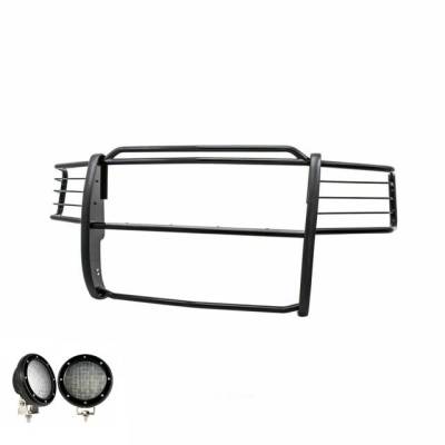 Grille Guard With Set of 5.3".Black Trim Rings LED Flood Lights-Black-Ranger/Ranger|Black Horse Off Road