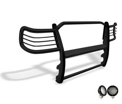 Black Horse Off Road - Grille Guard With Set of 5.3".Black Trim Rings LED Flood Lights-Black-GX470/4Runner|Black Horse Off Road - Image 3