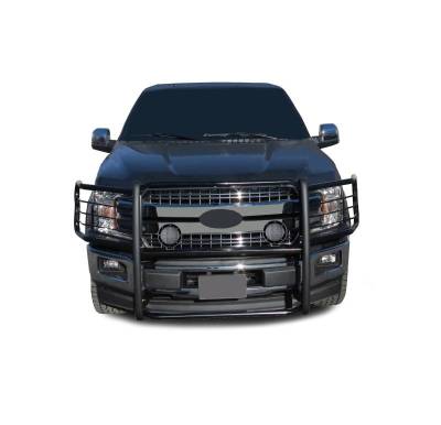 Black Horse Off Road - Grille Guard With Set of 5.3".Black Trim Rings LED Flood Lights-Black-2015-2024 Ford F-150|Black Horse Off Road - Image 4