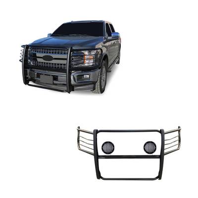 Black Horse Off Road - Grille Guard With Set of 5.3".Black Trim Rings LED Flood Lights-Black-2015-2024 Ford F-150|Black Horse Off Road - Image 26