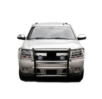 Black Horse Off Road - Grille Guard With Set of 5.3".Black Trim Rings LED Flood Lights-Stainless Steel-Avalanche/Suburban 1500/Tahoe|Black Horse Off Road - Image 2