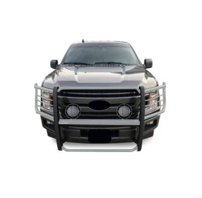 Black Horse Off Road - Grille Guard With Set of 5.3".Black Trim Rings LED Flood Lights-Stainless Steel-2015-2024 Ford F-150|Black Horse Off Road - Image 4