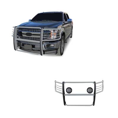 Black Horse Off Road - Grille Guard With Set of 5.3".Black Trim Rings LED Flood Lights-Stainless Steel-2015-2024 Ford F-150|Black Horse Off Road - Image 6