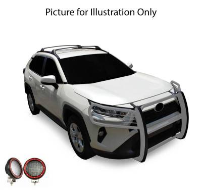 Black Horse Off Road - Grille Guard With Set of 5.3" Red Trim Rings LED Flood Lights-Stainless Steel-2019-2024 Toyota RAV4|Black Horse Off Road - Image 12