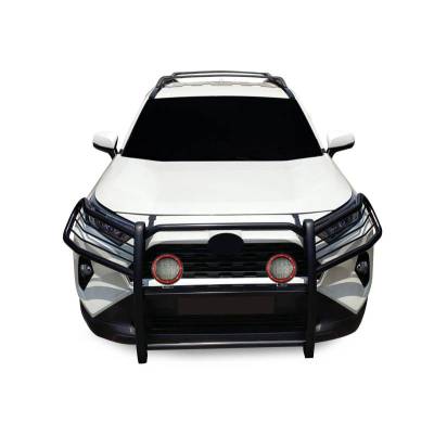 Black Horse Off Road - Grille Guard With Set of 5.3" Red Trim Rings LED Flood Lights-Black-2019-2024 Toyota RAV4|Black Horse Off Road - Image 6