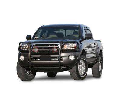 Black Horse Off Road - Grille Guard With Set of 5.3" Red Trim Rings LED Flood Lights-Black-2005-2015 Toyota Tacoma|Black Horse Off Road - Image 2