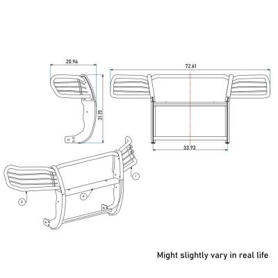 Black Horse Off Road - Grille Guard With Set of 5.3" Red Trim Rings LED Flood Lights-Black-2005-2015 Toyota Tacoma|Black Horse Off Road - Image 13