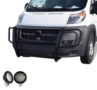 Black Horse Off Road - SPARTAN Grille Guard With Set of 5.3".Black Trim Rings LED Flood Lights-Black-Dodge,Mercedes and Freightliner Sprinter|Black Horse Off Road - Image 6