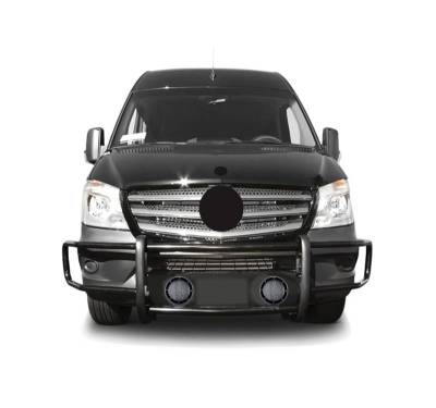 Black Horse Off Road - SPARTAN Grille Guard With Set of 5.3".Black Trim Rings LED Flood Lights-Black-Dodge,Mercedes and Freightliner Sprinter|Black Horse Off Road - Image 8